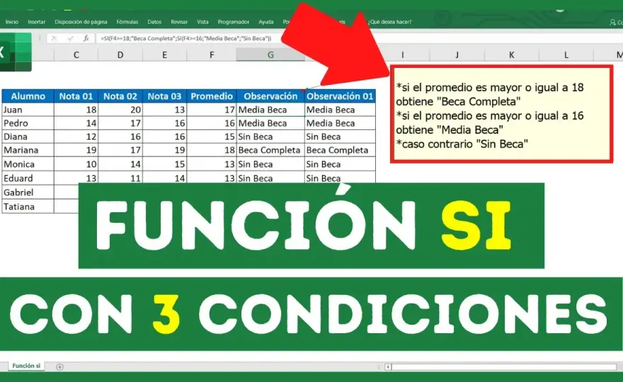 Cómo usar la función si en Excel con 3 condiciones de forma sencilla